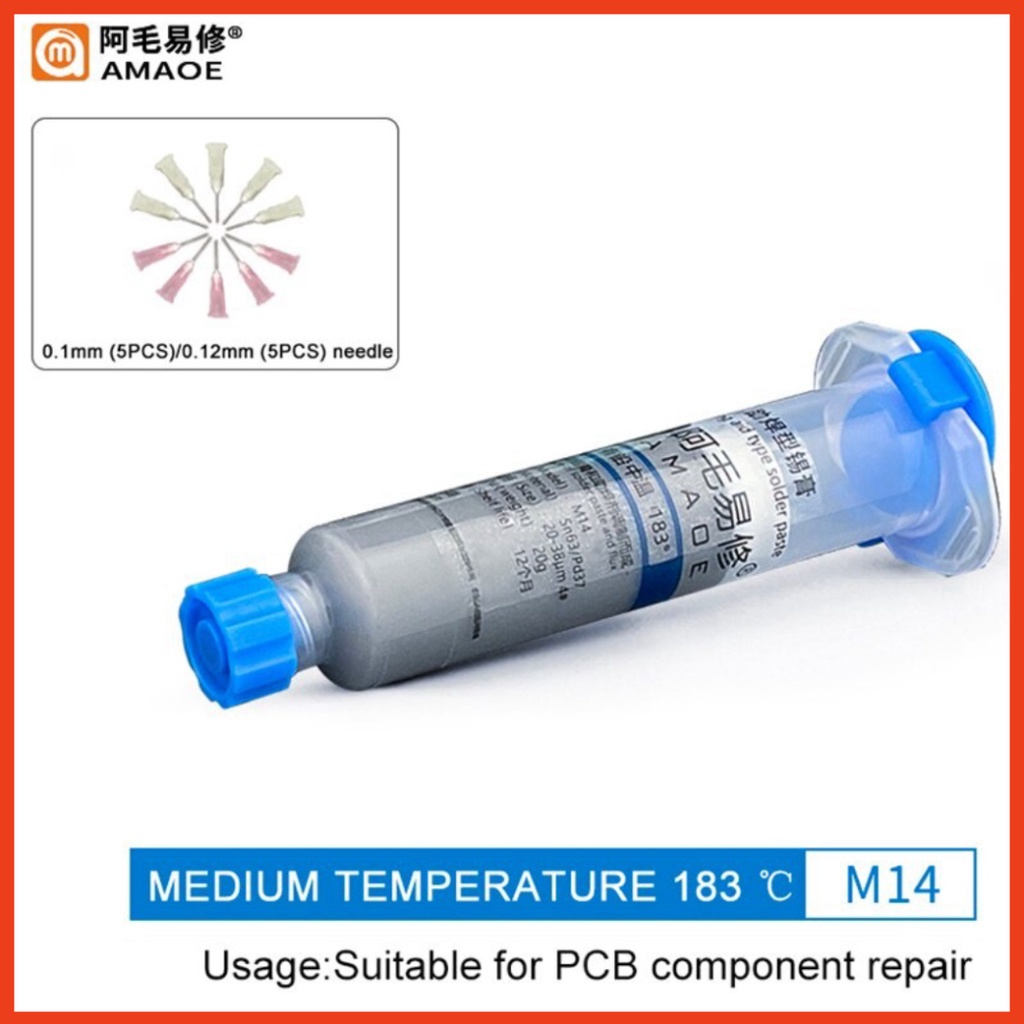 Kem thiếc hàn AMAOE M15 138°c 20g dùng làm chân IC, CPU BGA, hàn socket, câu dây, hàn cáp điện thoại