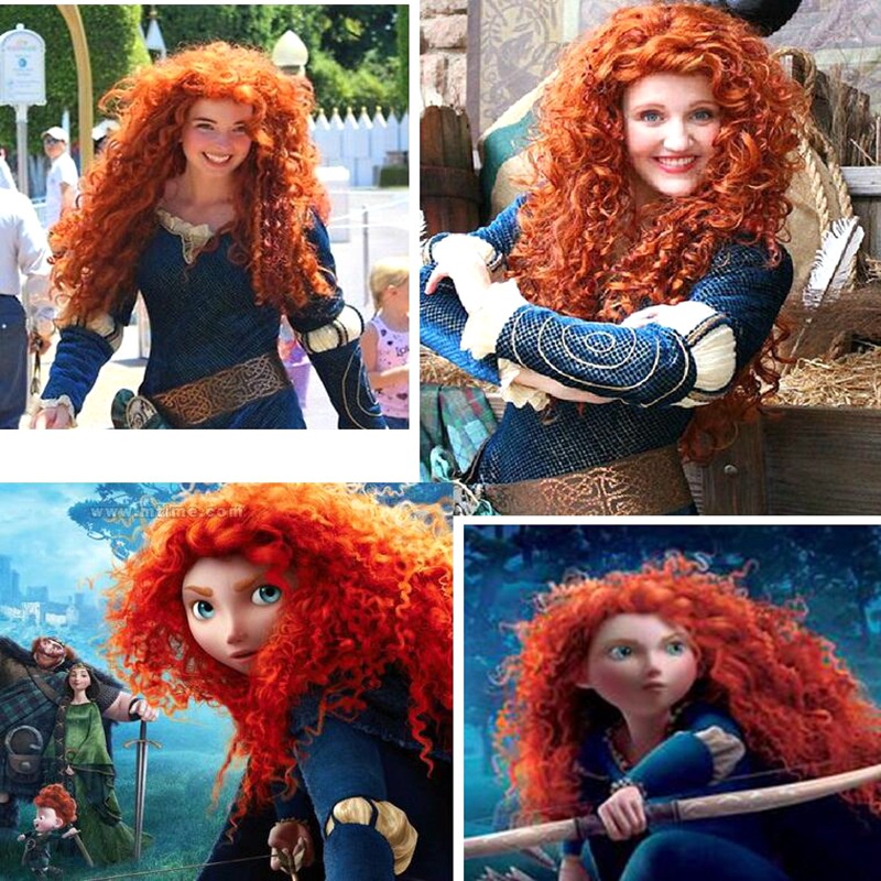 YB1 - Tóc giả Công chúa Brave Merida từ Pixar với tóc xoăn mềm mại cho cosplay và chụp hình