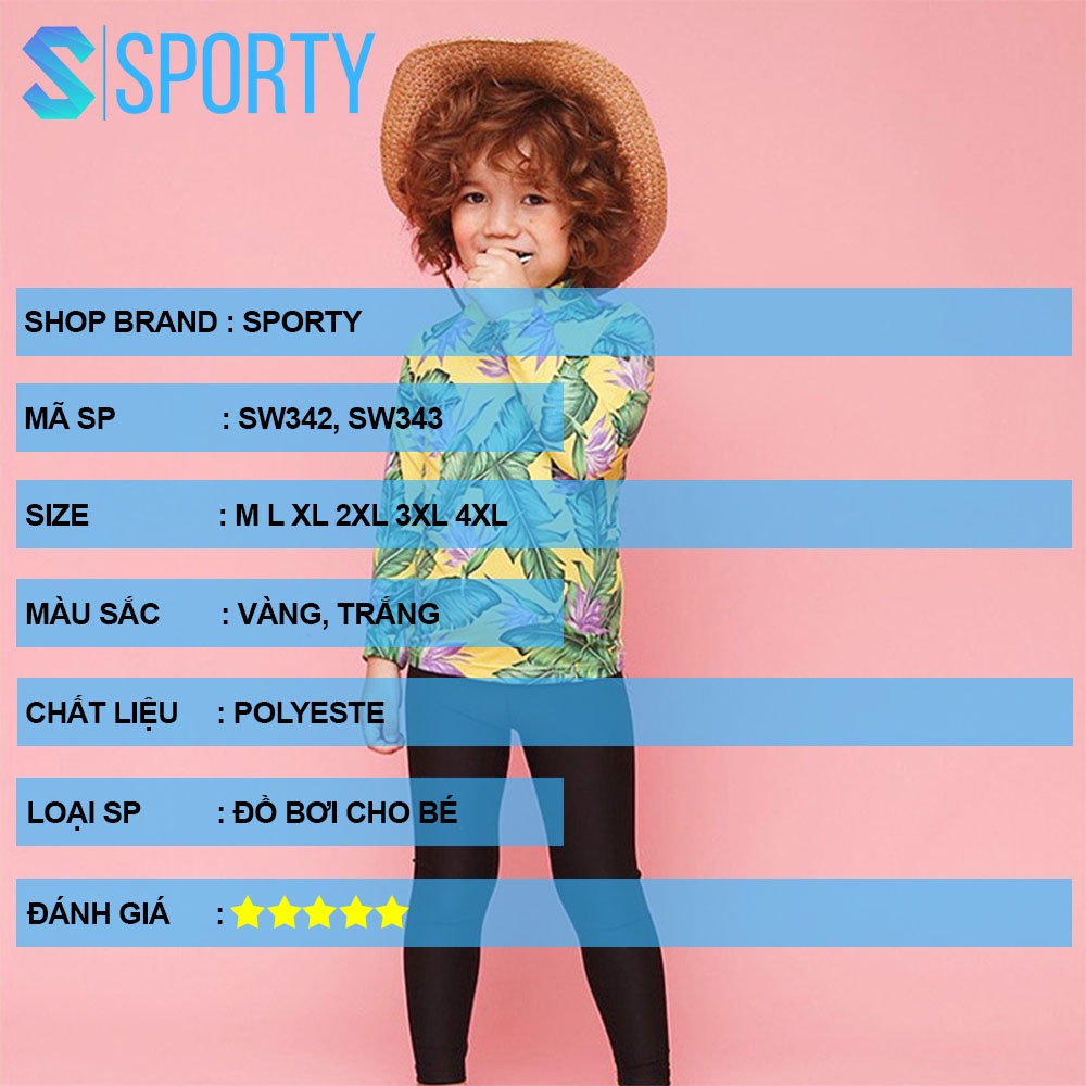 Đồ bơi trẻ em dài tay cho bé gái kèm quần dài lá xanh siêu xinh SPORTY