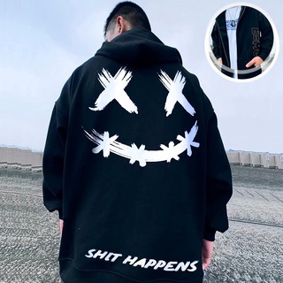 Áo khoác Hoodie from rộng chất nỉ ngoại nhập có khoá kéo in hình cá tính