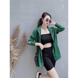 Set áo khoác nữ thể thao 3 sọc và áo quây nữ trẻ trung cá tính, set đồ nữ mùa đông rẻ đẹp trẻ trung