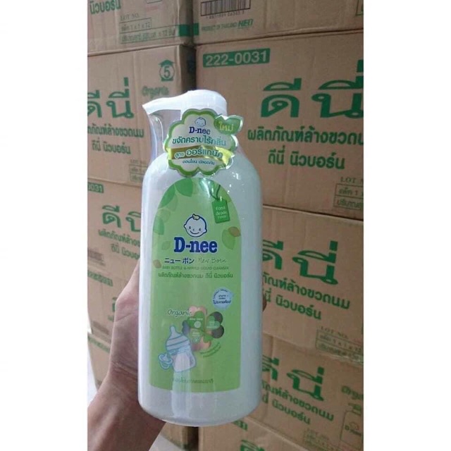 Chai nước rửa bình Dnee organic trà xanh 620ml