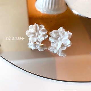 Kim Bạc 925 Nhật Bản Và Hàn Quốc Bông Tai Camellia Tươi Với Cá Tính Phong Cách Đại Học Hoa Trắng Nhựa Bông Tai Thời Trang Và Bông Tai