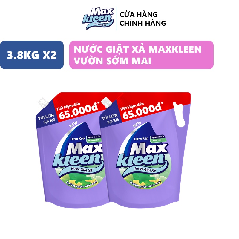 Ảnh Combo 2 Túi Nước Giặt Xả MaxKleen Hương Vườn Sớm Mai 3.8kg/Túi 2