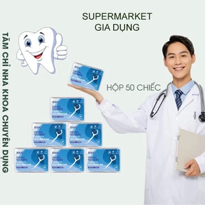 Tăm chỉ nha khoa vệ sinh răng miệng hộp 50 cái, tăm xỉa răng