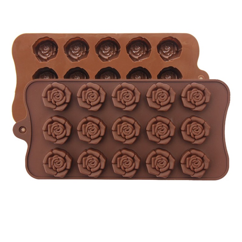 15 Khoang Hoa Hồng Hoa Silicon Khuôn Socola Fondant Bánh Trang Trí Khuôn Đá Làm Xà Phòng Lau Nhà Khuôn Nướng Bánh