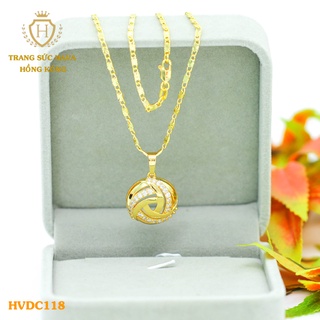 Dây Chuyền Nữ Titan, Vòng Cổ Mặt Đính Đá Xi Mạ Vàng Non 24k Cao Cấp - Trang Sức Hava Hong Kong