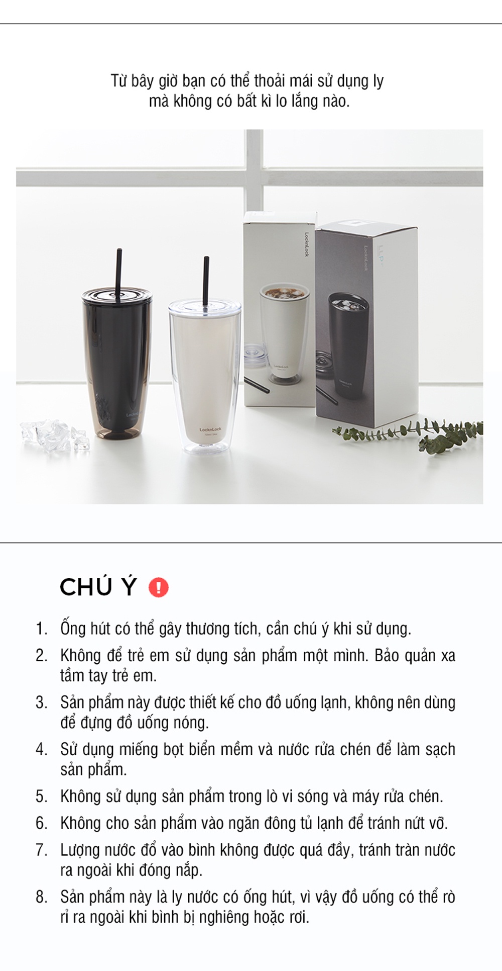 Ly LocknLock chỉ dùng cho đồ lạnh/ấm