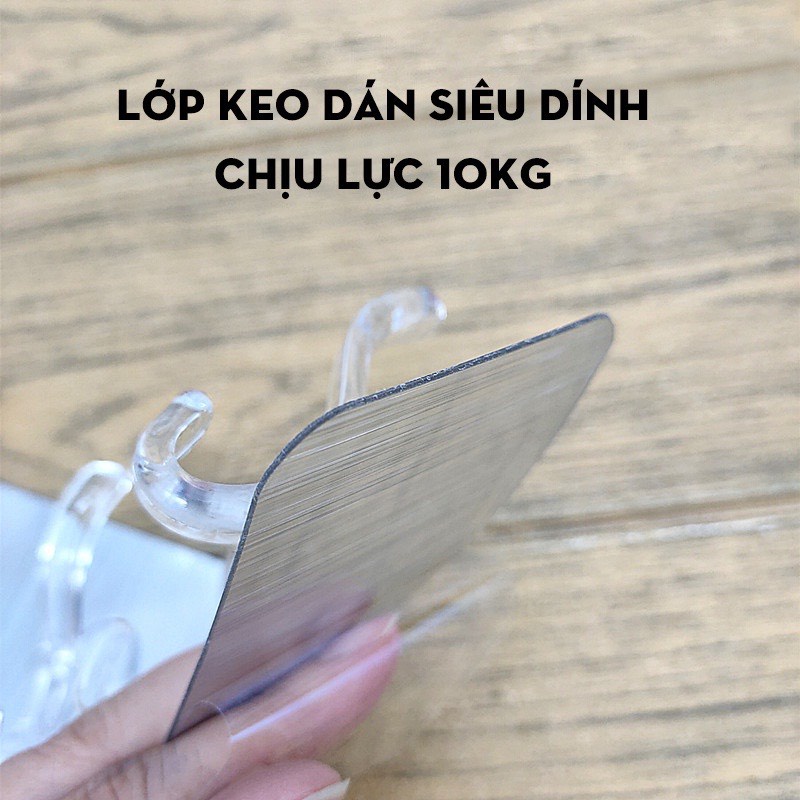 Móc dán tường 6 móc chịu lực treo đồ đa năng trong suốt loại siêu chắc dính tốt