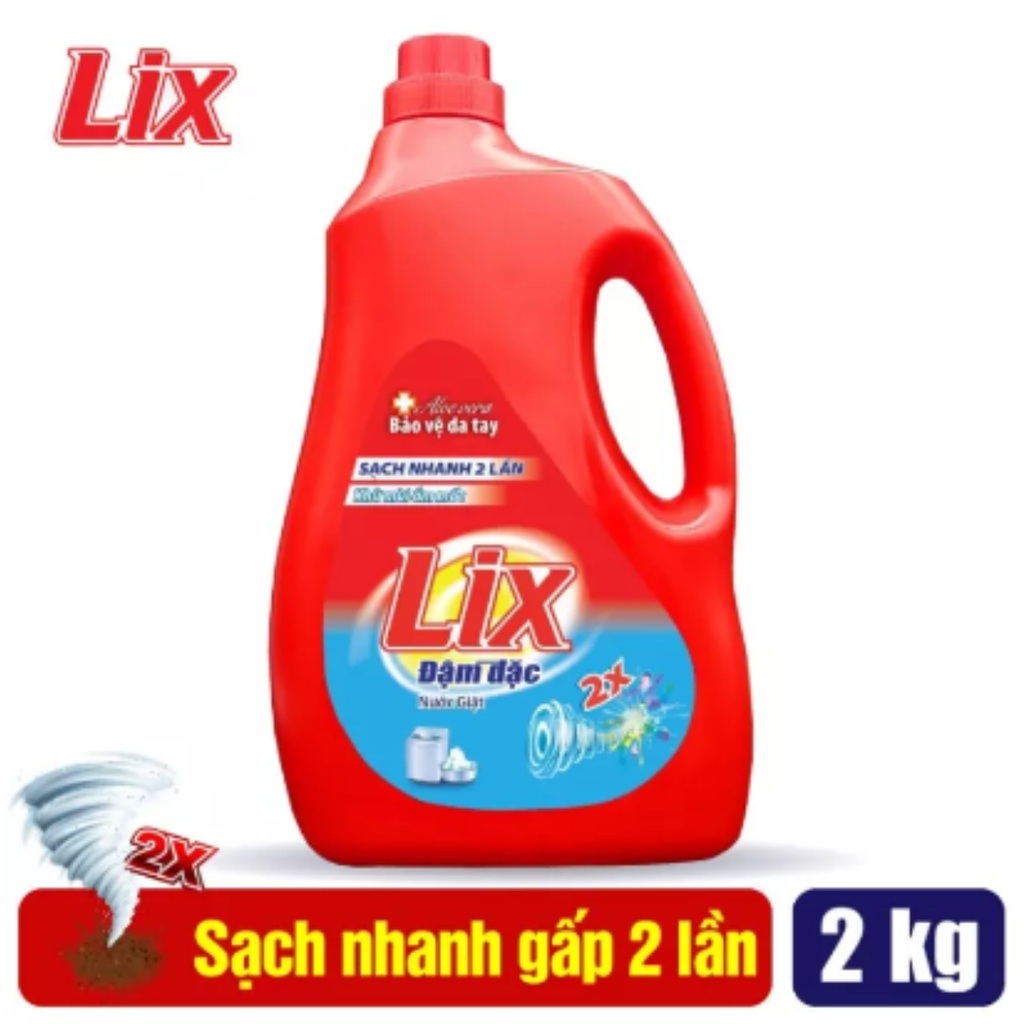 Ảnh Nước giặt Lix đậm đặc hương hoa chai 2kg làm sạch cực nhanh vết bẩn NG201 tăng gấp đôi sức mạnh giặt tẩy quần áo 2