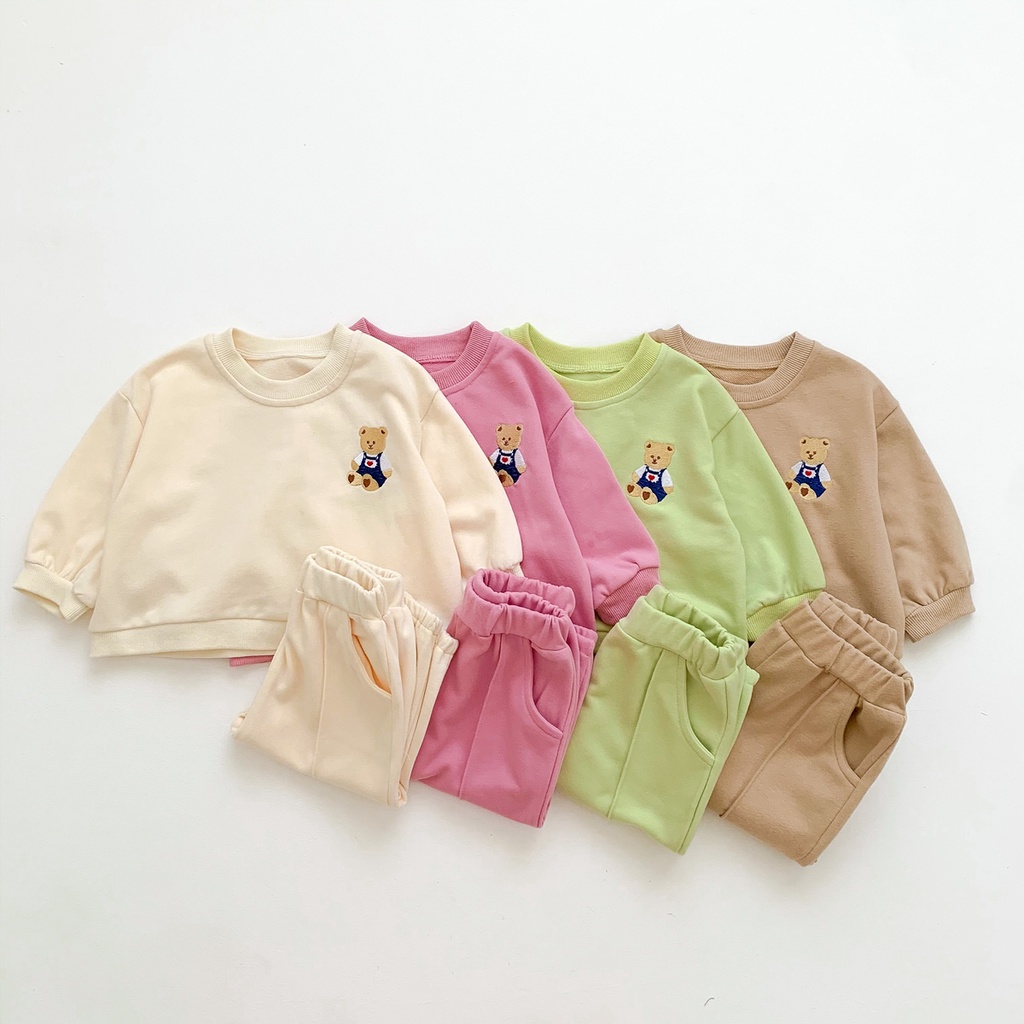 Bộ Áo Sweater Dài Tay In Hoạt Hình + Quần Dài Chất Liệu Dày Dặn Thời ...