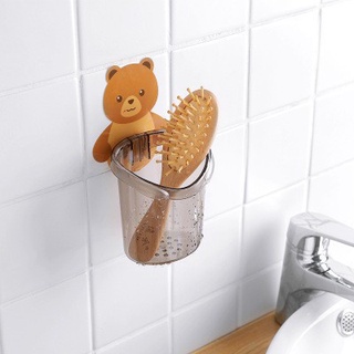 Cốc gấu nâu dán tường đựng bàn chải, kem đánh răng - tiện lợi, dễ thương #A61