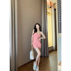 Đầm hai dây body xoắn ngực / đầm ôm nữ/ đầm hotgirl thời trang có lót mút đệm ngực giá 50k chỉ có ở shop KIMDISTORE94