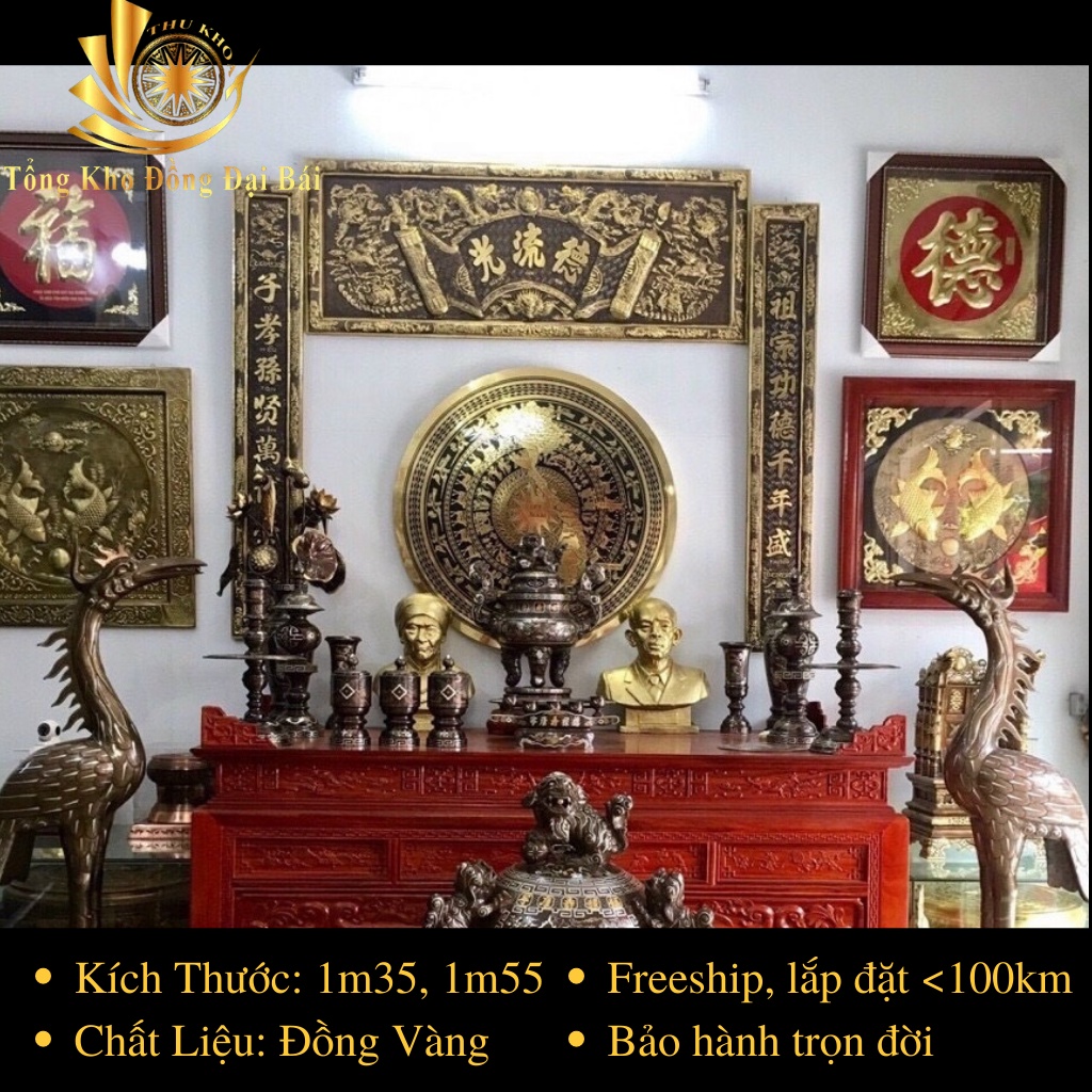 Hoành Phi Câu Đối, Bộ Cuốn Thư Quấn Thư Đại Tự Câu Đối 1m35,1m55 Bằng Đồng Vàng Nguyên Chất Nhập Khẩu Hàn Quốc Freeship
