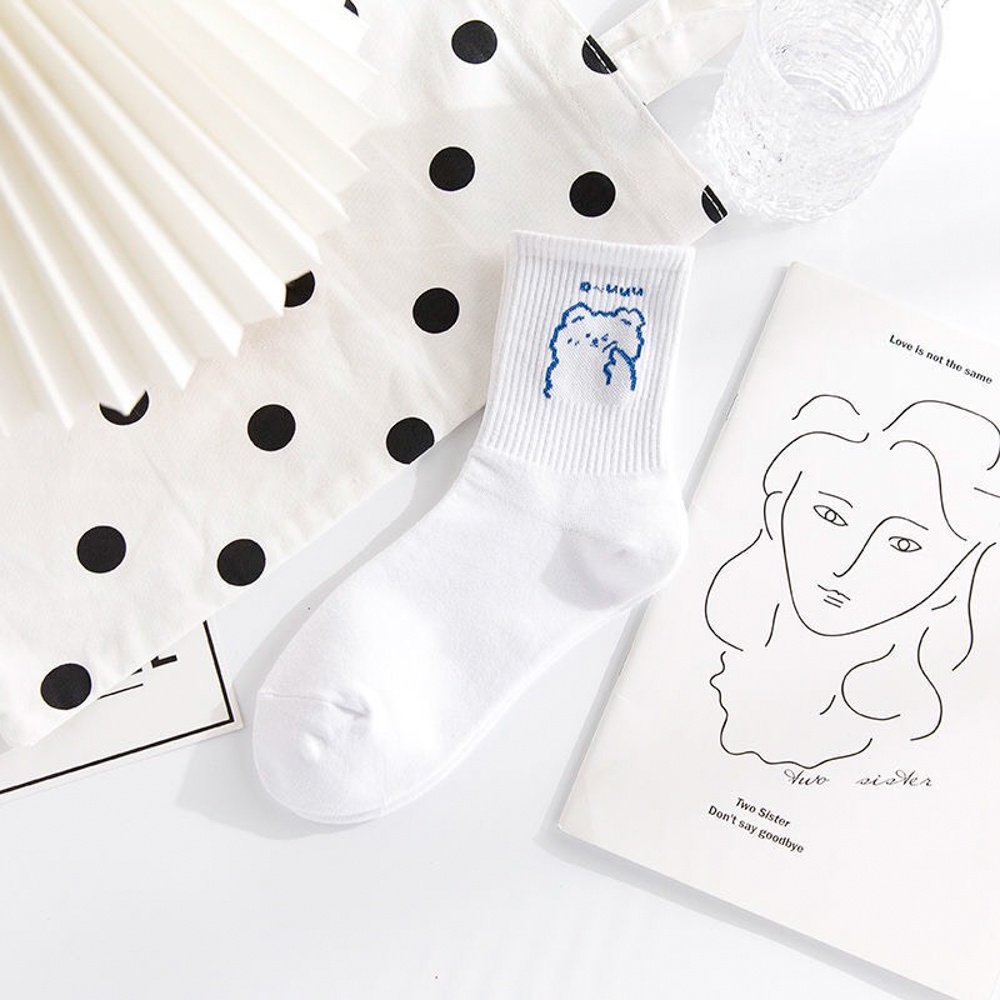 Tất vớ cổ vừa, cao set 5 đôi họa tiết dễ thương chất liệu cotton co giãn 4 chiều - Ekiu Shop