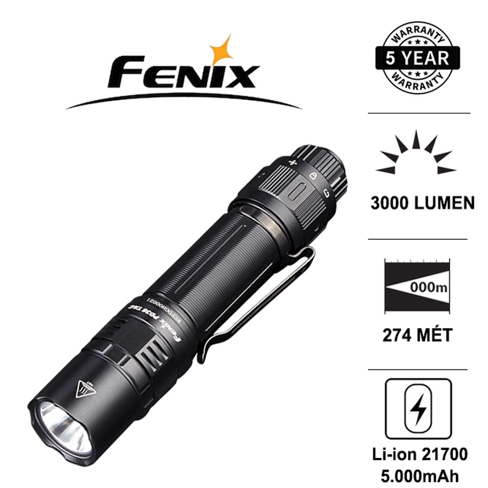 Đèn pin FENIX PD36 TAC độ sáng 3000 lumen chiếu xa 274m pin 21700 ...