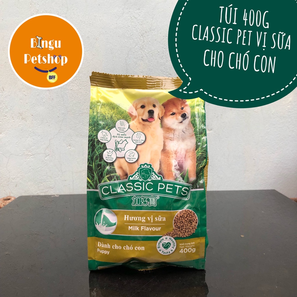 Thức Ăn Hạt Khô Cho Chó Con Vị Sữa Classic 400g| Bingu Petshop | Shopee ...