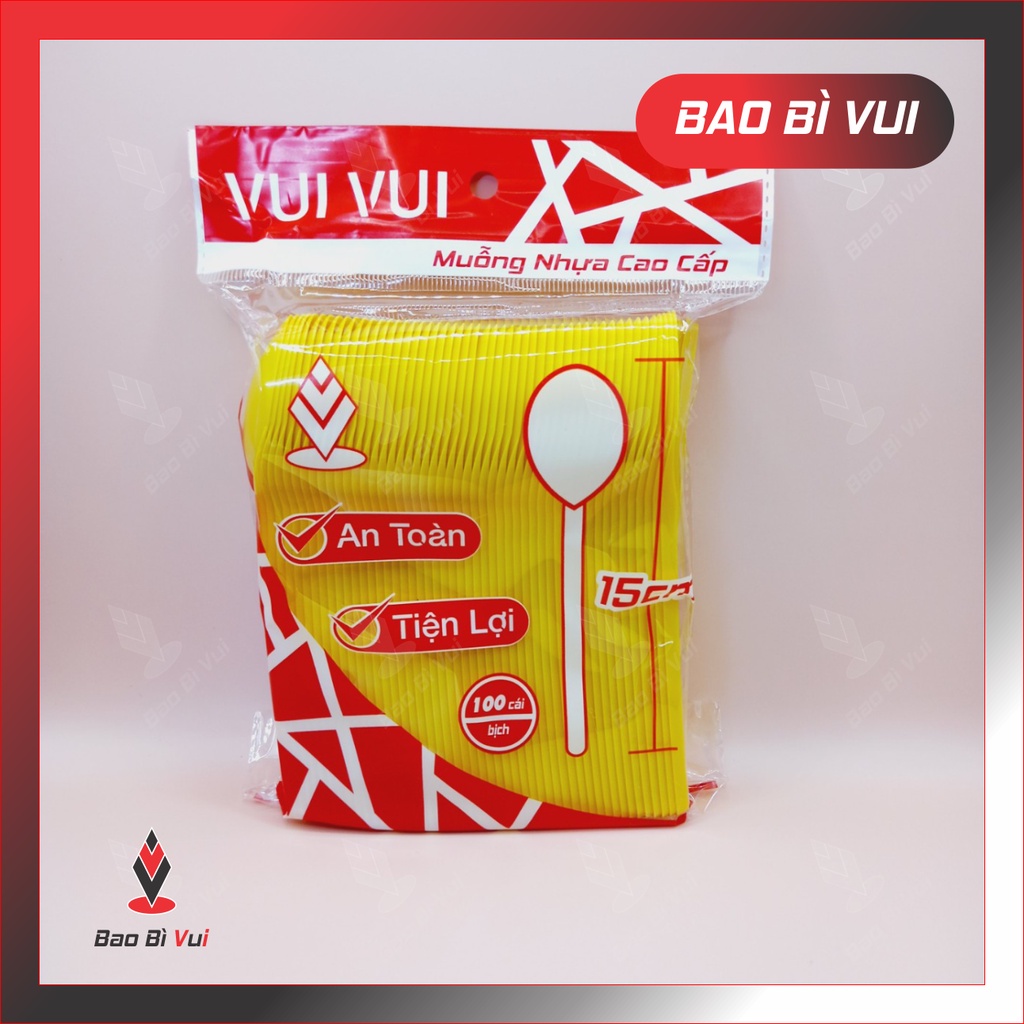 [Combo 300 cái] Muỗng nhựa tiện dụng nhiều màu - BAO BÌ VUI