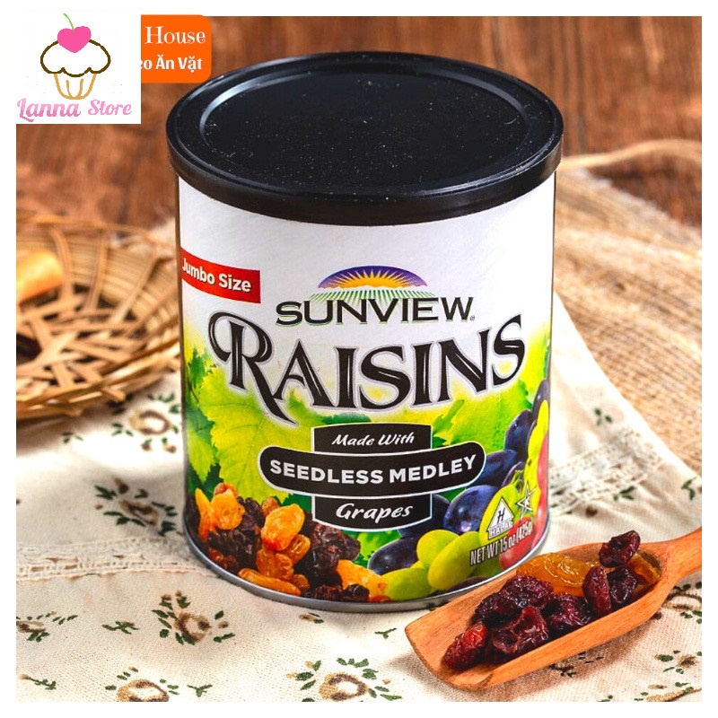 [HÀNG CHUẨN LOẠI NGON] Nho khô Mỹ Sunview Raisin hộp 425gram | Shopee ...
