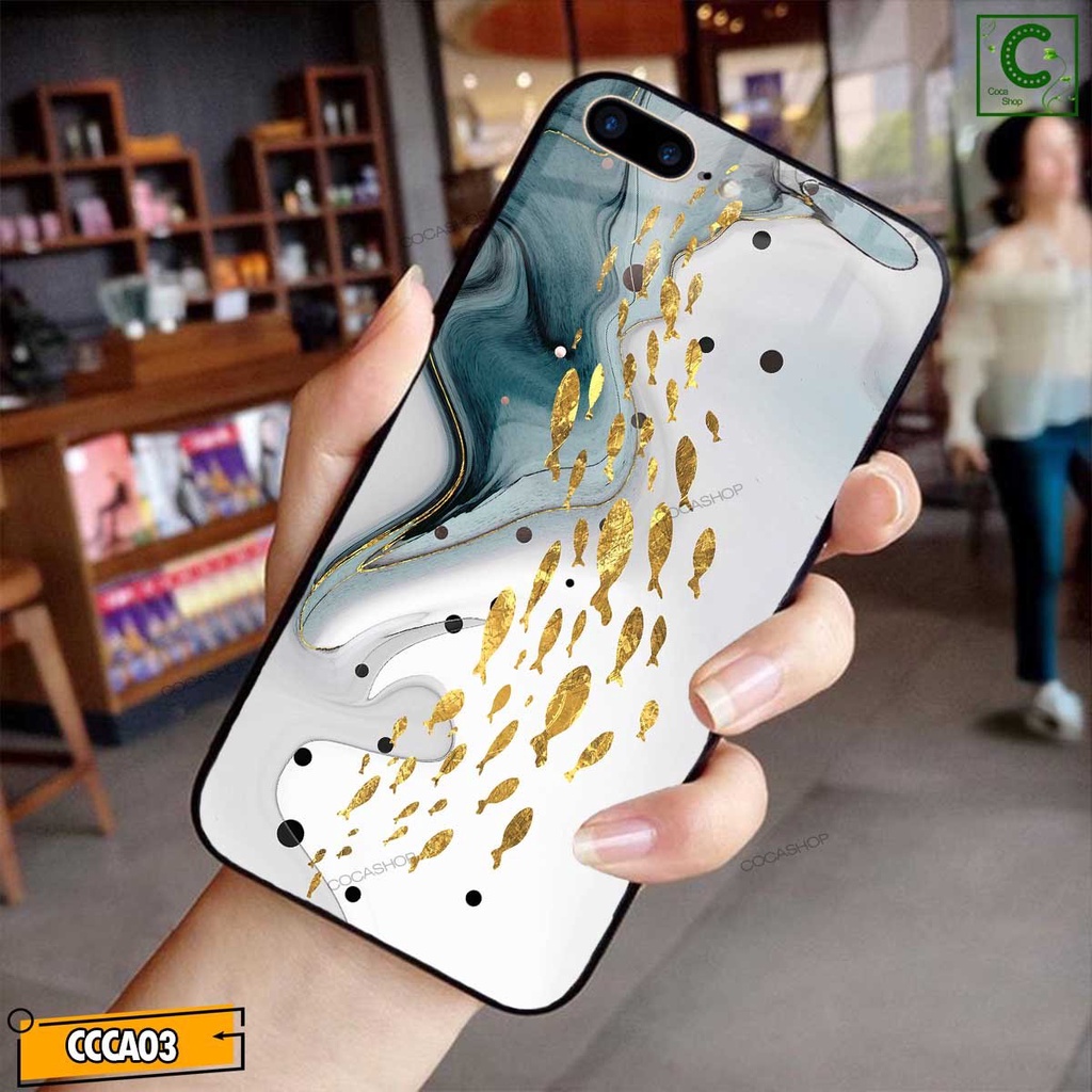 Ốp lưng iphone mặt kính sáng bóng cao cấp - Đàn cá vàng may mắn tài lộc - 6/6plus/6s/6splus/7/7plus/8/8plus/x/.....