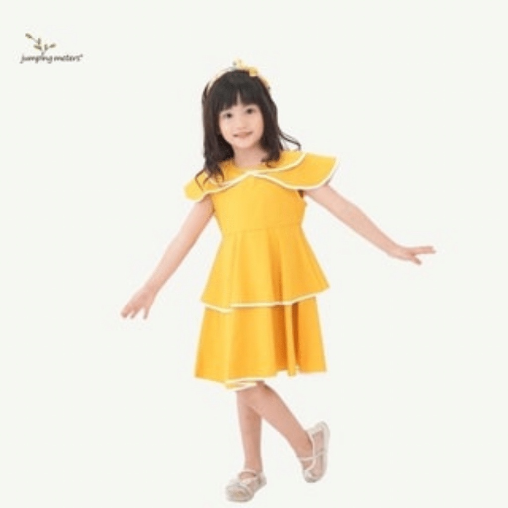 [XẢ KHO]  Váy đầm bé gái dáng suông cổ thuyền hai tầng vải trượt nhật cao cấp mùa hè Jumping CT2 size trẻ em 4-12 tuổi