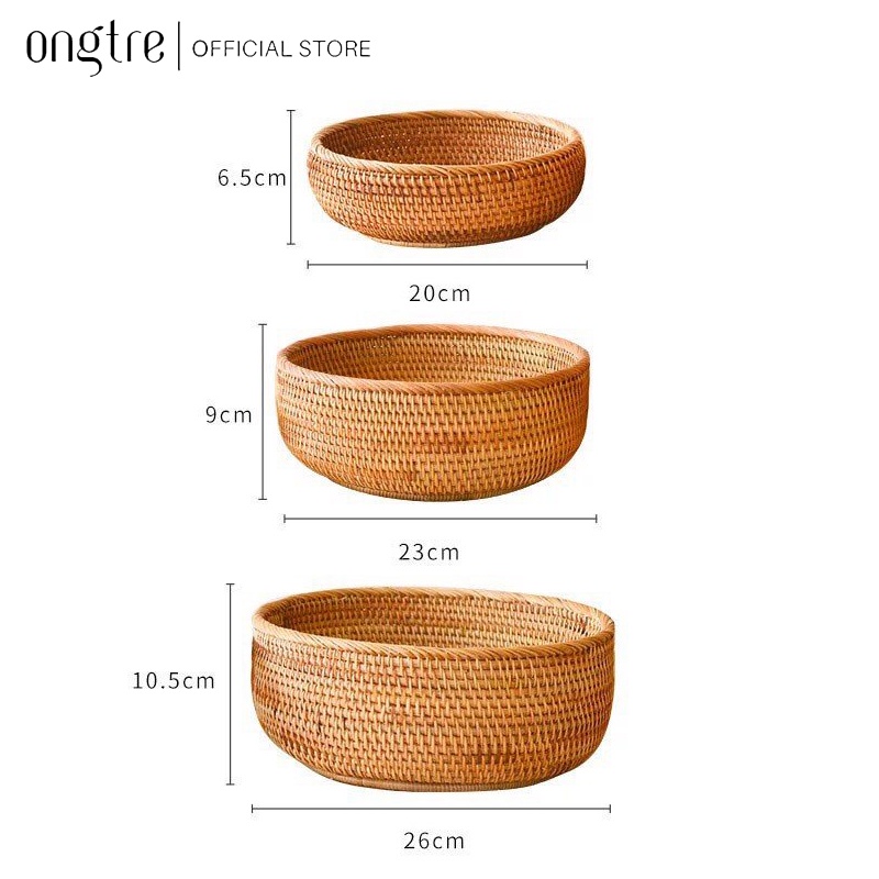 Khay Mây Guột ONGTRE Tròn, Chữ Nhật, Khay Đựng Trà Bánh, Đồ Ăn, Decor, Chụp Ảnh, Nhiều Size, Nhà Hàng, Khách Sạn, Resort