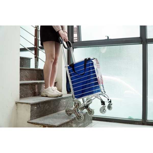 Xe kéo đi chợ leo cầu thang 8 bánh nhập khẩu FUJIHOME, xe đẩy hàng 2 - 4 bánh xếp gọn mini siêu thị, giỏ kéo có bánh xe
