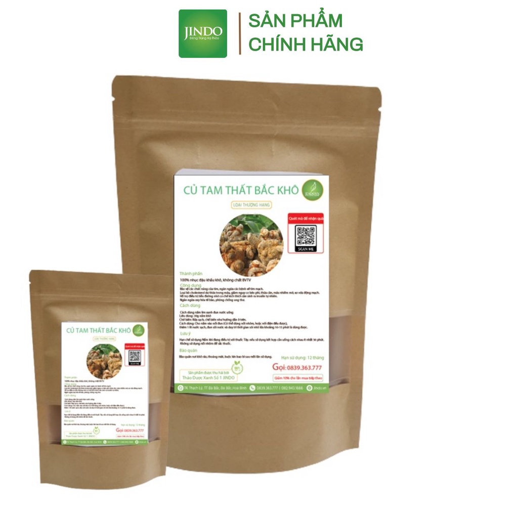 Củ Tam Thất Bắc khô thượng hạng JINDO 500g tác dụng hỗ trợ bồi bổ cơ thể, cải thiện sức khỏe