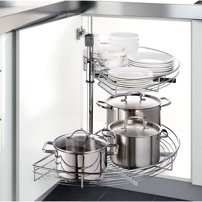 Kệ Góc Xoay 180 Độ Inox304 Cho Tủ Bếp Dưới
