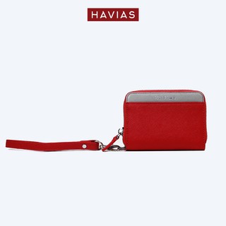 VERSA HAVIAS ví da độc quyền khoá kéo mini da bò thật Saffiano Ý 100%