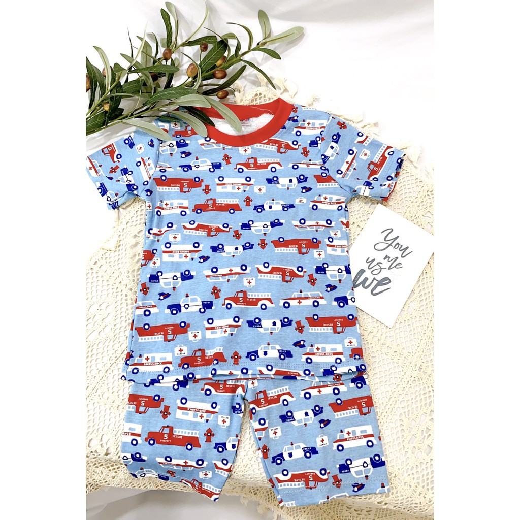 Bộ Cộc Tay Cotton 100 % Thoáng Mát In Nhiều Họa Tiết Siêu Xinh Cho Bé Trai (20-30kg)
