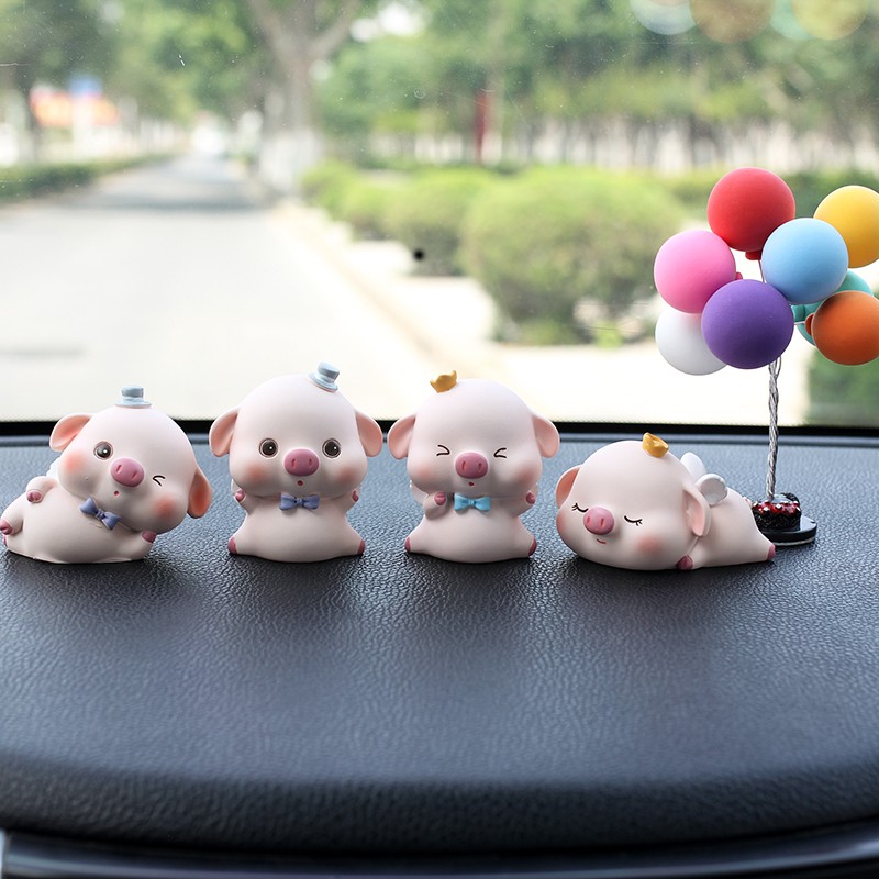 Decor bộ heo, lợn gia đình trang trí taplo ô tô vô cùng đáng yêu , phụ kiện xe hơi sáng tạo, hoặc để bàn làm việc có tặn