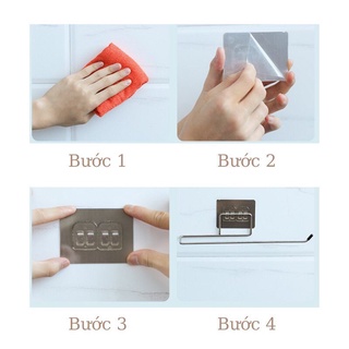 Thanh móc inox dán tường treo đồ đa năng khăn lau, Kệ móc treo tường nhà tắm
