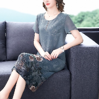 Đầm Voan Hoa Trung Niên Giản Dị Cho Mẹ VH57