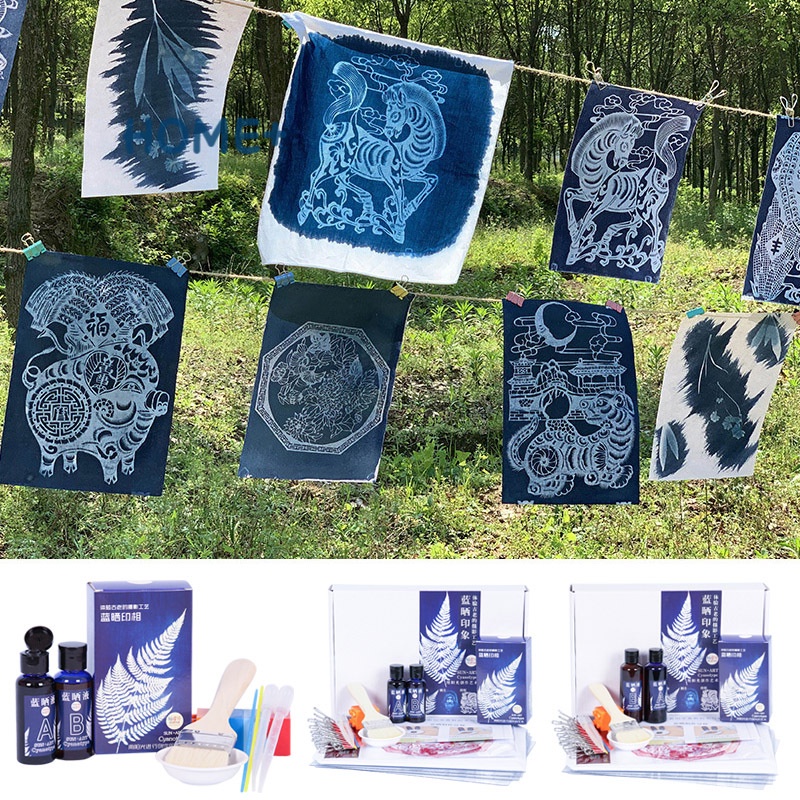 Set dụng cụ in kỹ thuật cyanotype trang trí thủ công độc đáo DIY