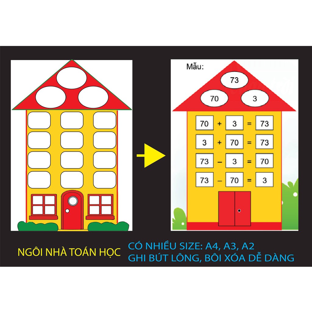 Ngôi nhà toán học ép plastic - màu ngẫu nhiên (Đồ dùng dạy học MIKI)