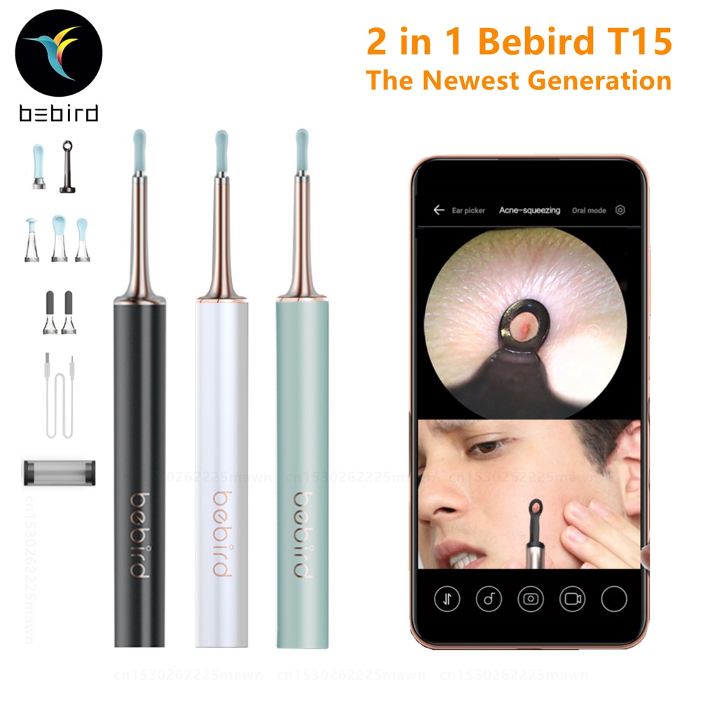 Bebird T15 Visual Ear Cleaner Chăm sóc sức khỏe Minifit 2in1 Acne Wax Removal Tool HD1080P Otscope IP67 Nội soi chống nước