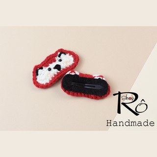 Kẹp tóc con cáo siêu ngầu cho nữ và bé gái 5.5cm |Cài tóc mái bằng len dễ thương |Shop Rô Handmade