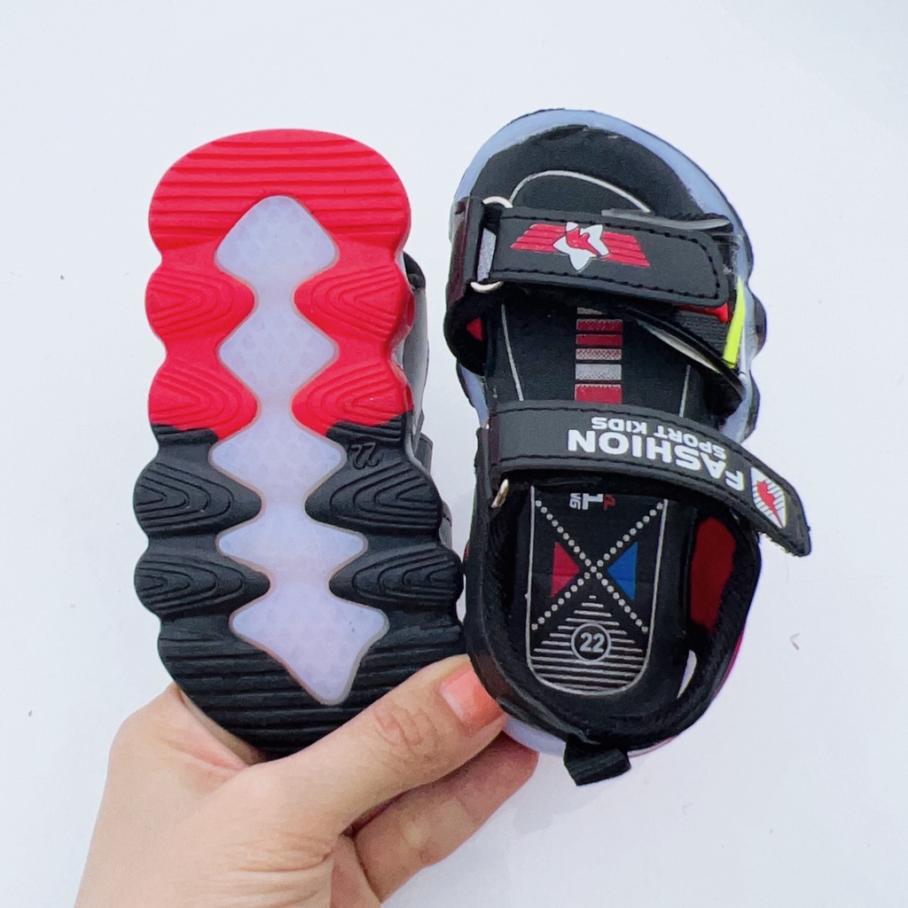 TL không đèn led sandal bé trai - dép quai hậu cho bé NB có quai dán tùy chỉnh da mềm, đế êm F2 ( có video & ảnh thật)