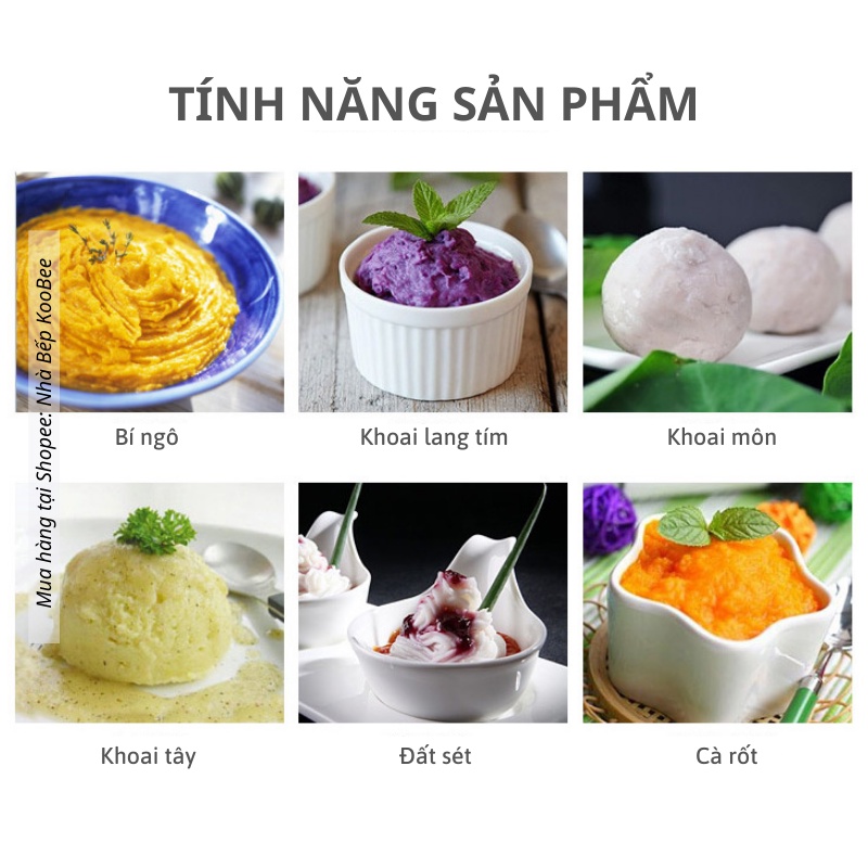 Dụng Cụ Nghiền Khoai Tây KOOBEE Tay Cầm Màu Đen – Inox 304 Chống Gỉ, Làm Đồ Ăn Dặm, Làm Bánh Đa Năng (NB61)