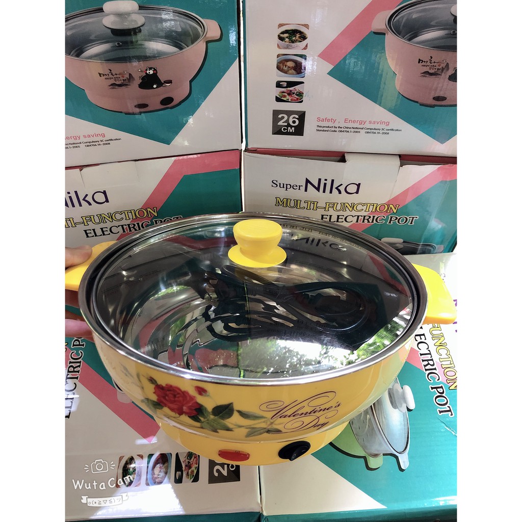 noi lau dien mini 24cm nika 1000w inox 304 bep lau gia dinh 24 cm sieu toc bao hanh 1 nam