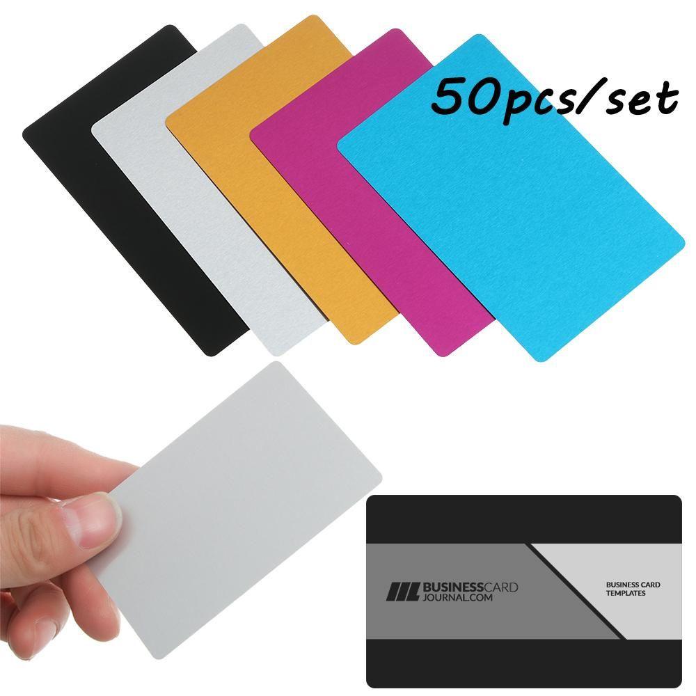 NKSFX 50 Cái / bộ Kim Loại Carte Nhôm Khắc Laser Thẻ Tên Mịn