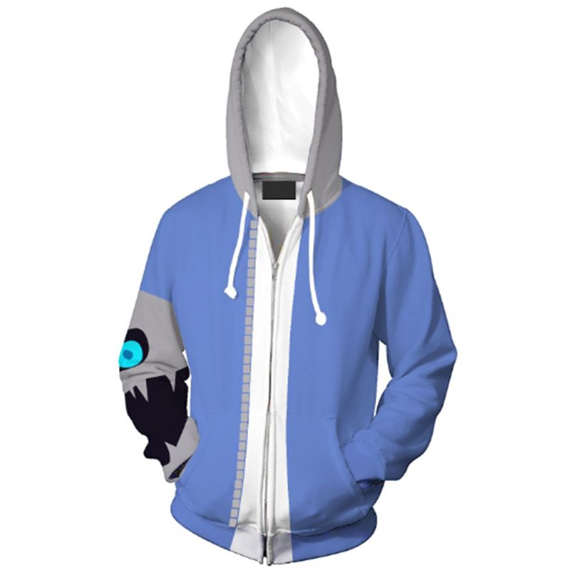 Áo khoác cosplay Sans Undertale có dây kéo và mũ trùm đầu, phù hợp Halloween và Giáng sinh