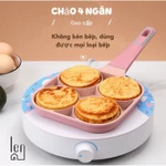 Chảo đá 4 ngăn bánh trứng chống dính burge màu hường thiết kế decor phòng bếp nấu ăn vintage dụng củ thông minh lenhome — ảnh 3