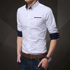 Áo sơ mi nam tay dài, dáng ôm vừa, vải trơn, thanh lịch, phù hợp công sở