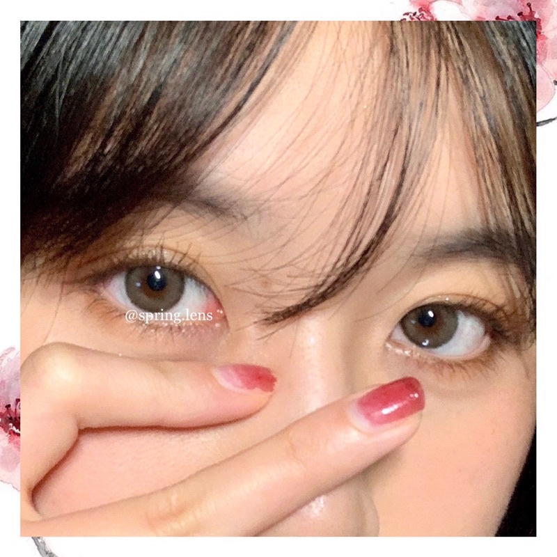 Kính áp tròng NUDE BROWN OLI BROWN (Olivia) nâu xám viền style Hàn 1 tháng | Spring Lens
