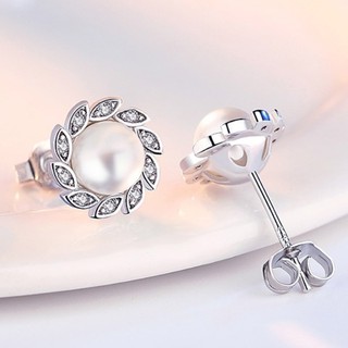 Bông tai ngọc nụ viền đá zricon BHBT250