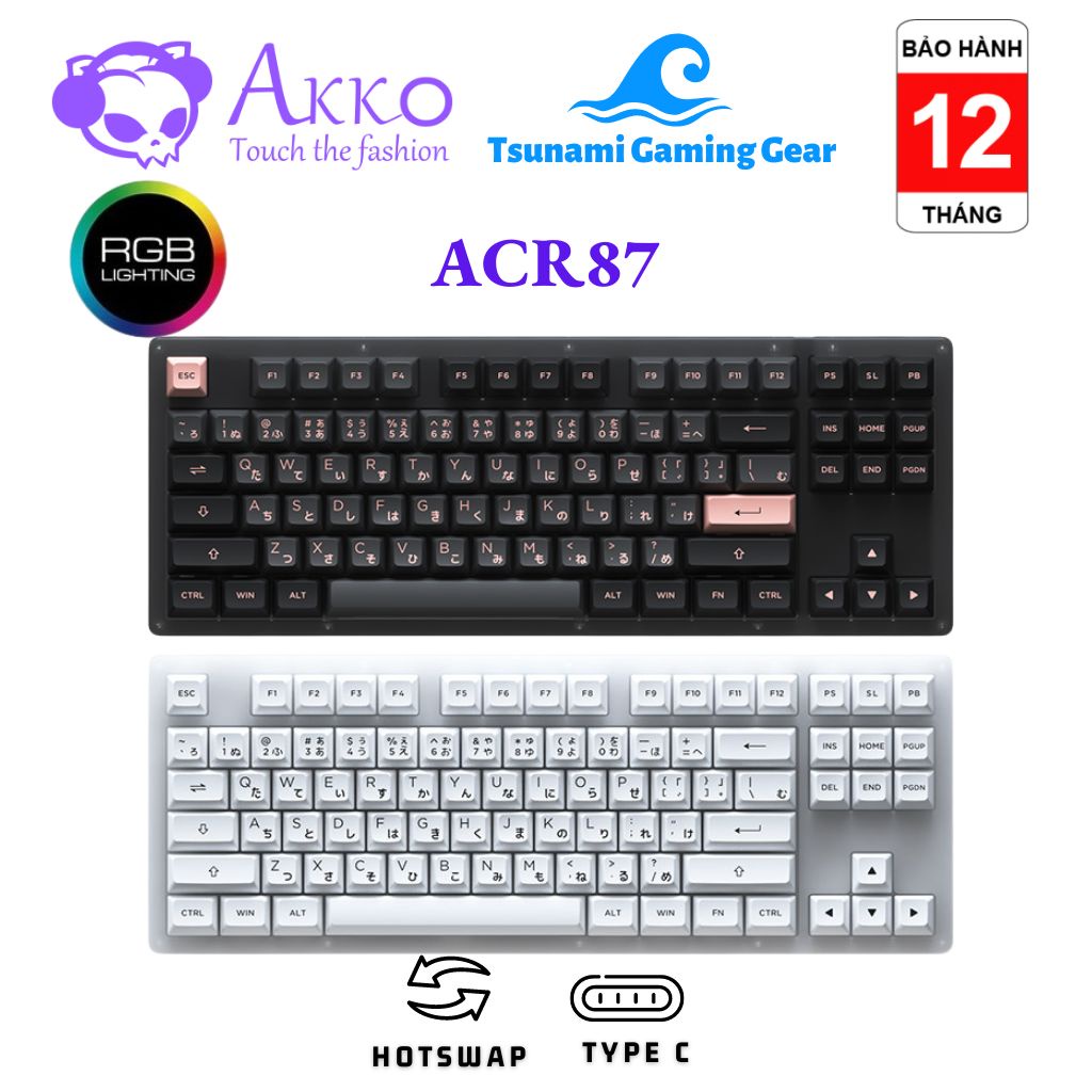 Bàn phím cơ AKKO ACR87 RGB/ Hotswap TTC Socket/ AKKO CS Jelly Switch BH ...