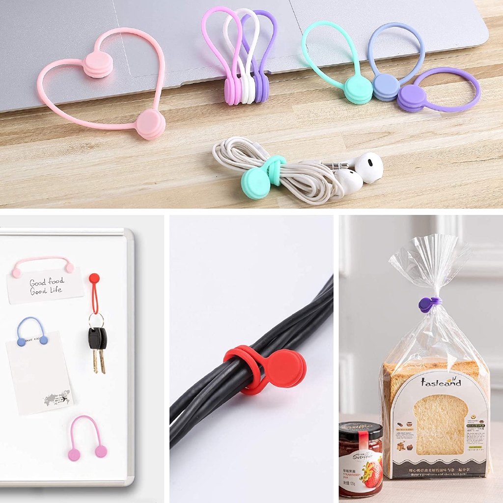 Set 3 phụ kiện quấn dây cáp bằng silicon và nam châm tiện lợi gọn gàng