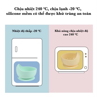 Bát Ăn Dặm Silicon Hình Tròn Cho Bé, Chất Liệu Silicon An Toàn